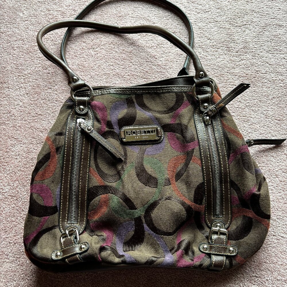 Rosetti Brown Geometric Pattern Y2K Shoulder Bag - image 1